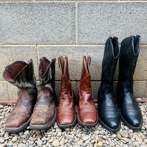 Lot of 3 Ariat Men's Western Boots